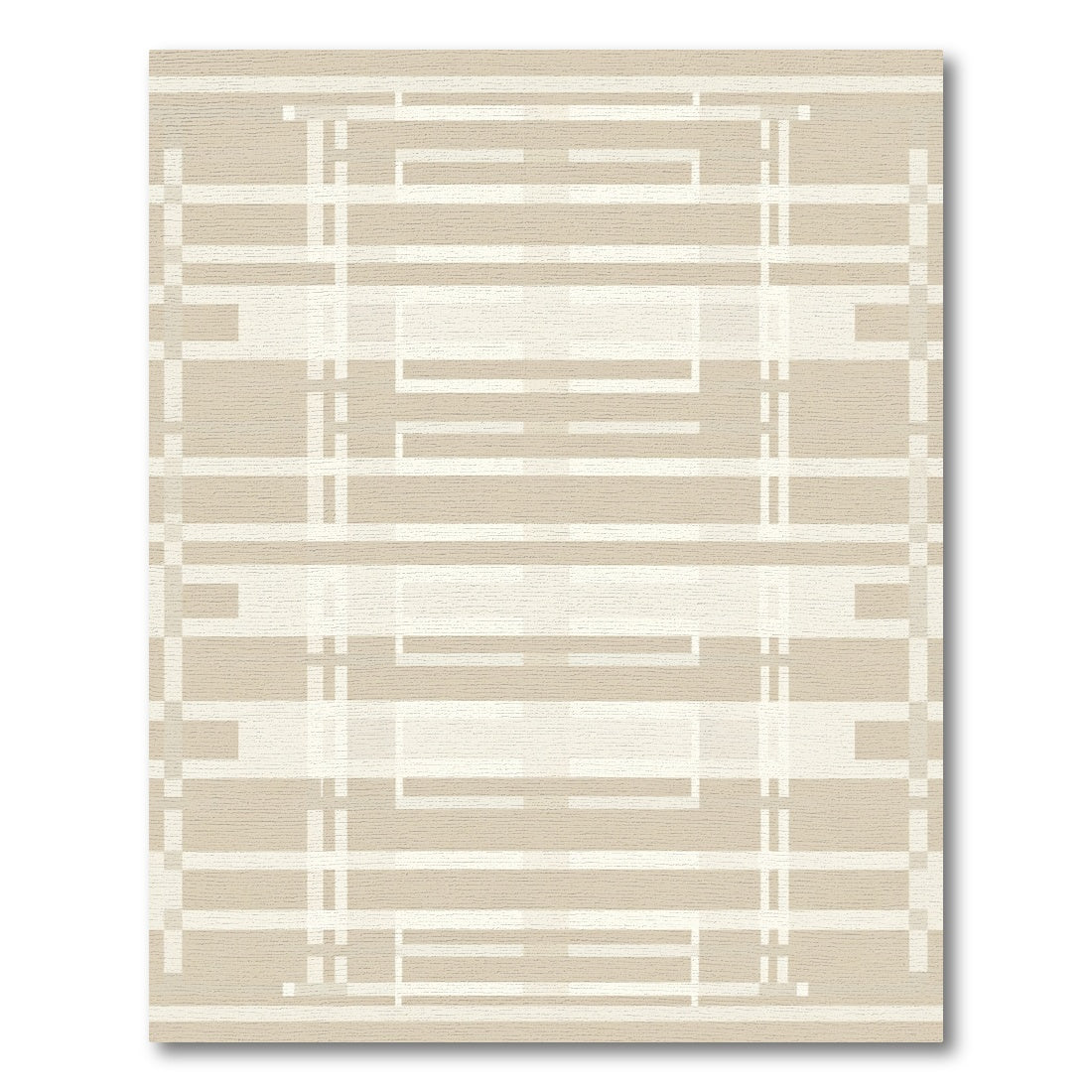 Geometric Neutral Stripe Overlay Rug