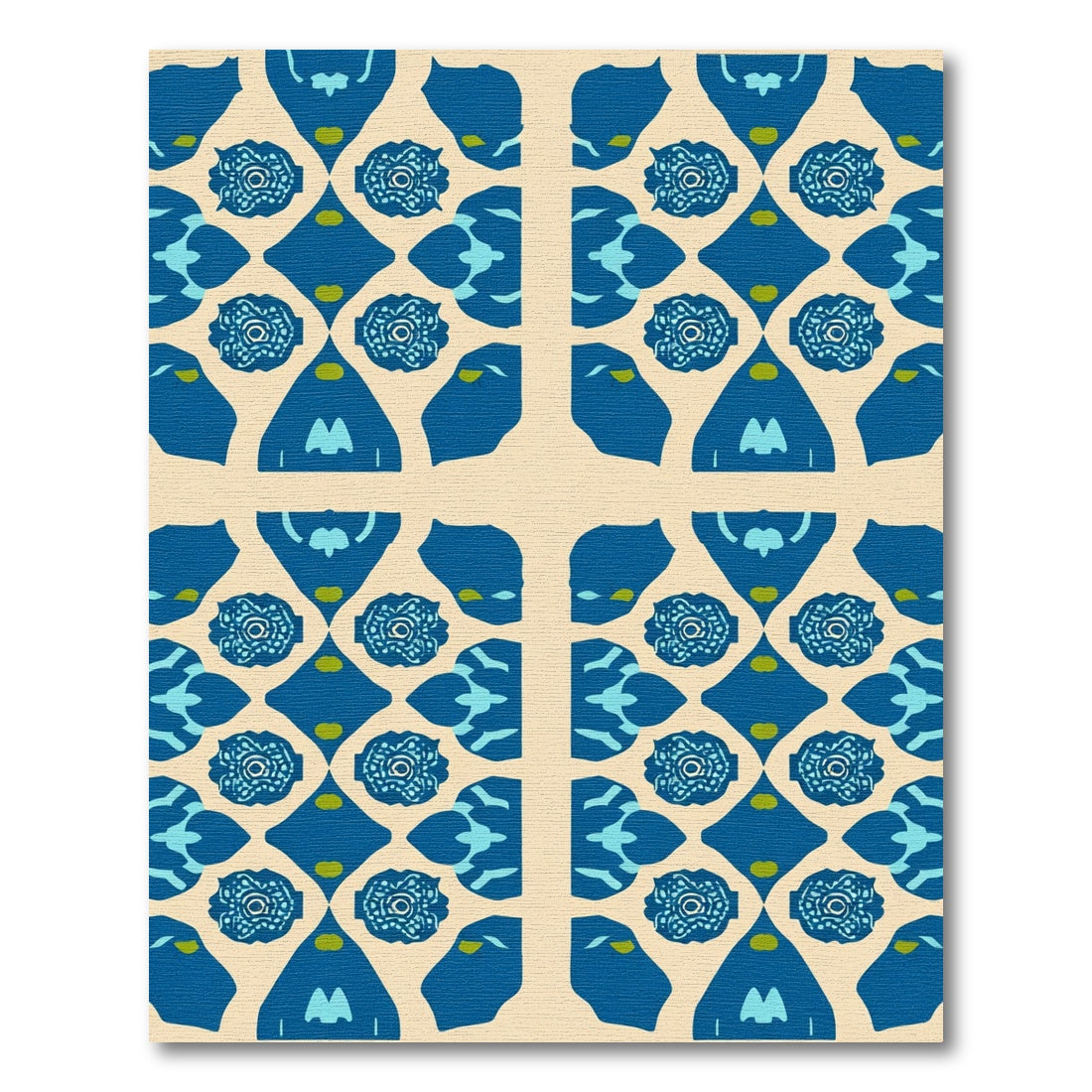 Navy Blue Geometric Quatrefoil Floral Rug