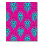 Vibrant Turquoise Peacock Feather Pink Rug
