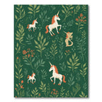 Mystical Green Unicorn Floral Meadow Rug