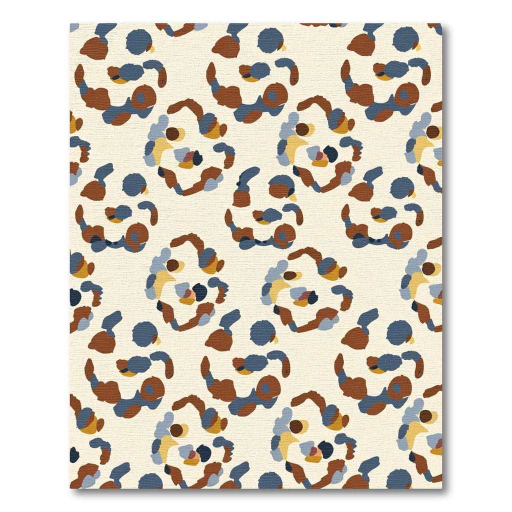 Abstract Ochre Blue Organic Shapes Rug