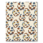 Abstract Ochre Blue Organic Shapes Rug