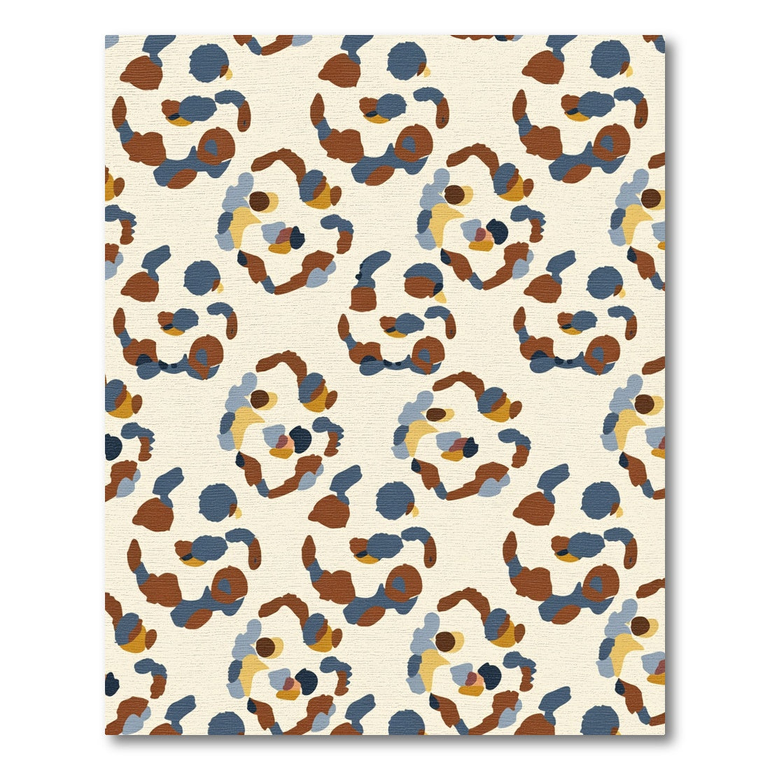 Abstract Ochre Blue Organic Shapes Rug