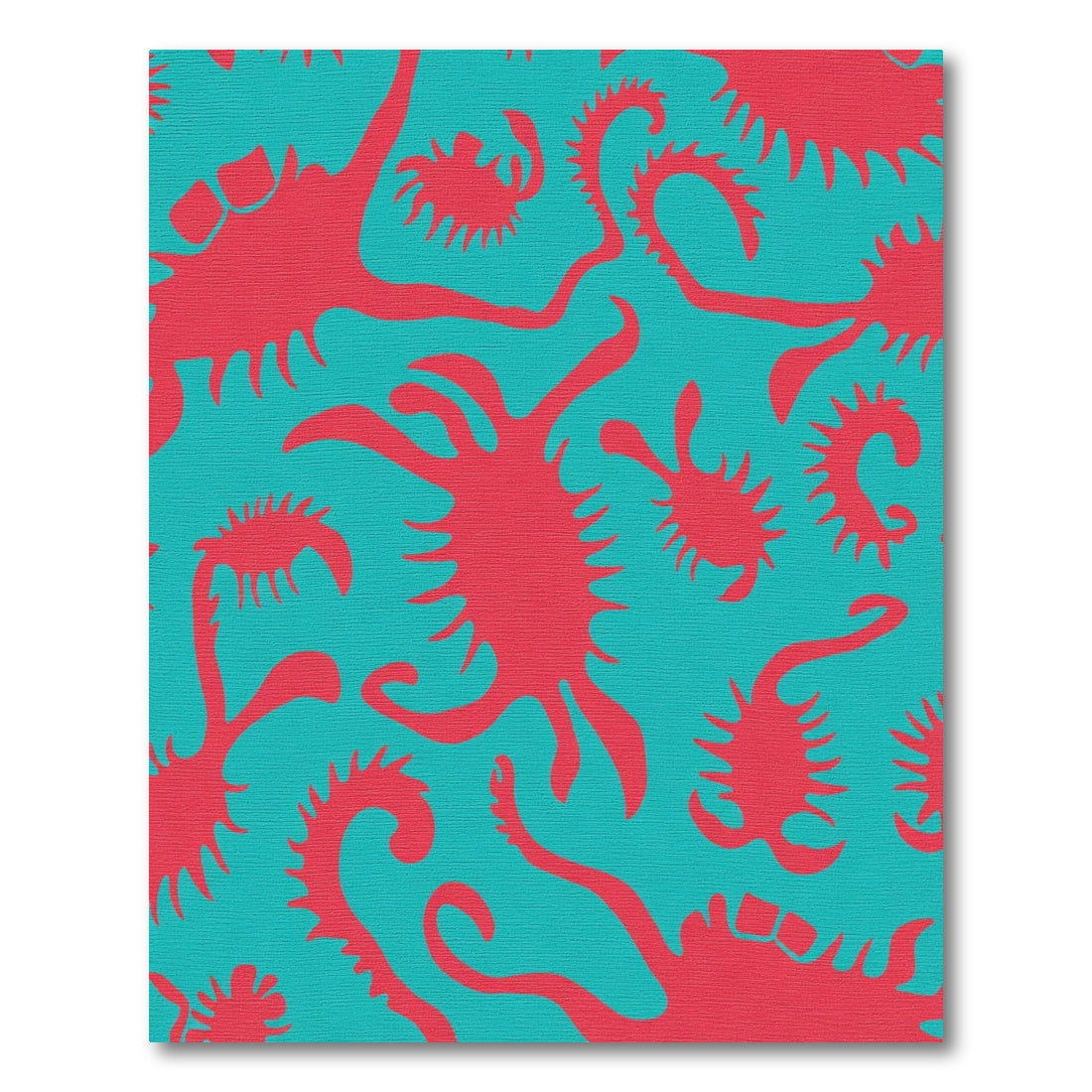 Red Abstract Spiky Organic Shapes Rug