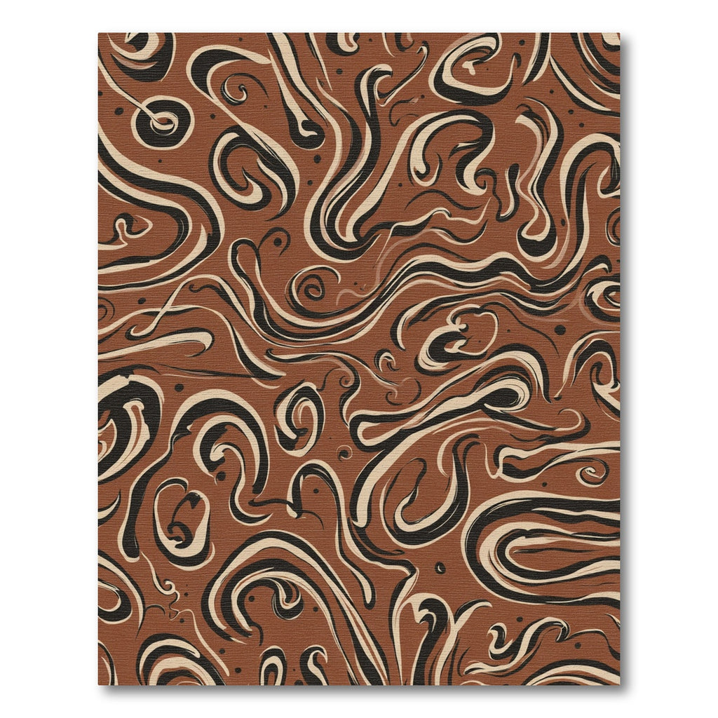 Earthy Swirls Black Cream Abstract Rug