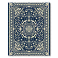 Navy Ivory Intricate Floral Medallion Rug