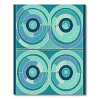 Aqua Teal Concentric Circles Rug