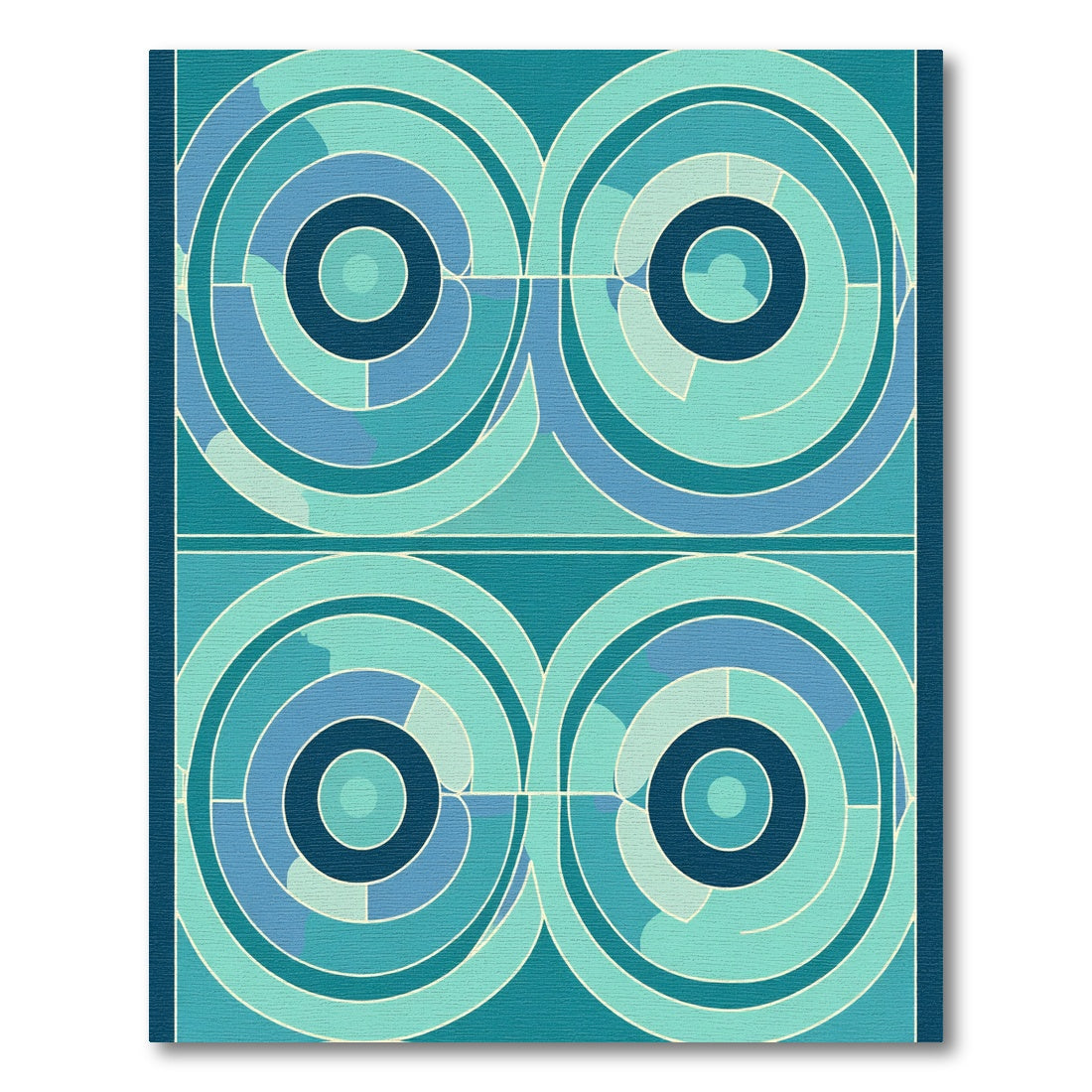 Aqua Teal Concentric Circles Rug