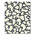 Cream Black Continuous Line Abstract Rug