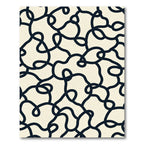 Cream Black Continuous Line Abstract Rug
