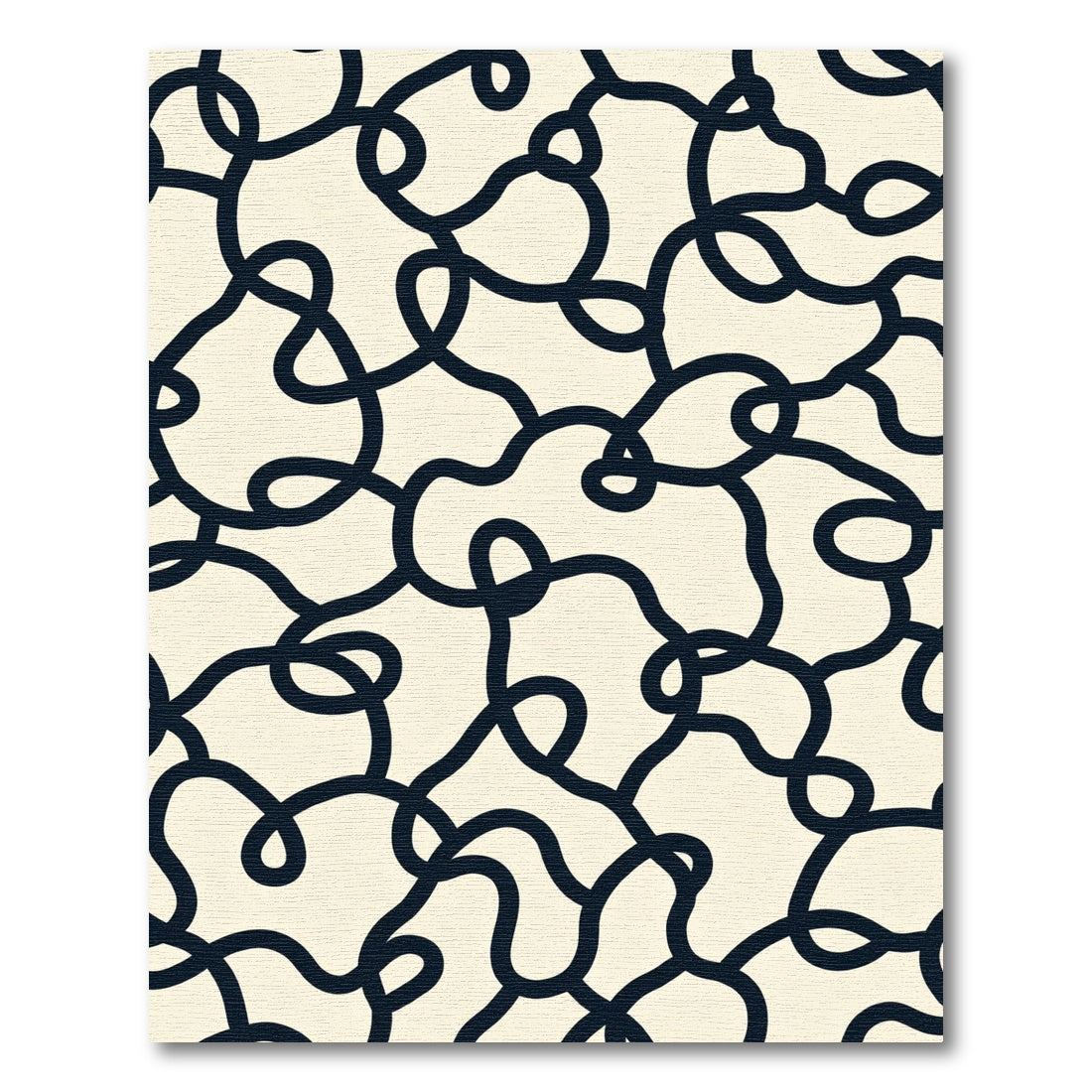 Cream Black Continuous Line Abstract Rug