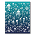 White Jellyfish and Seaweed Ocean Collage Rug