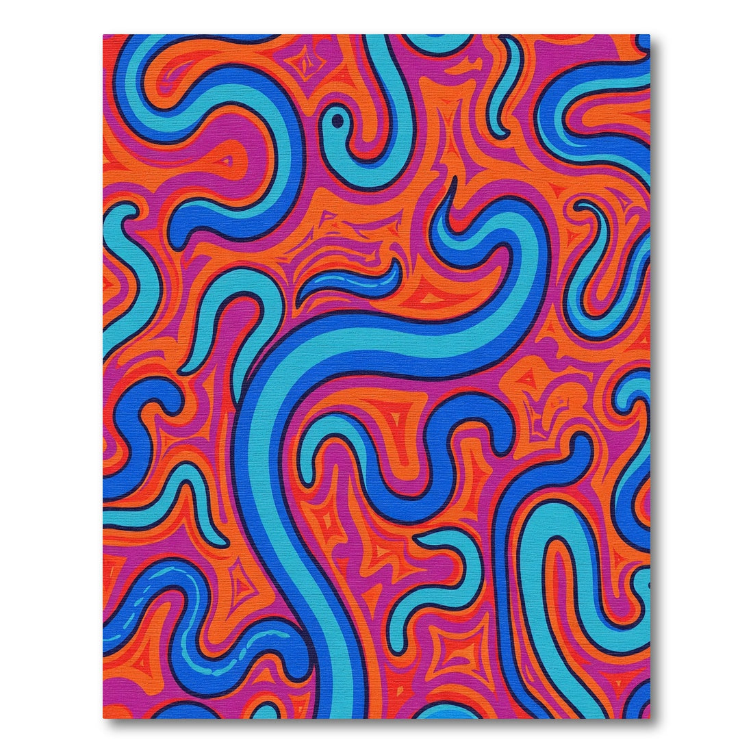 Vibrant Swirls in Orange and Blue Rug