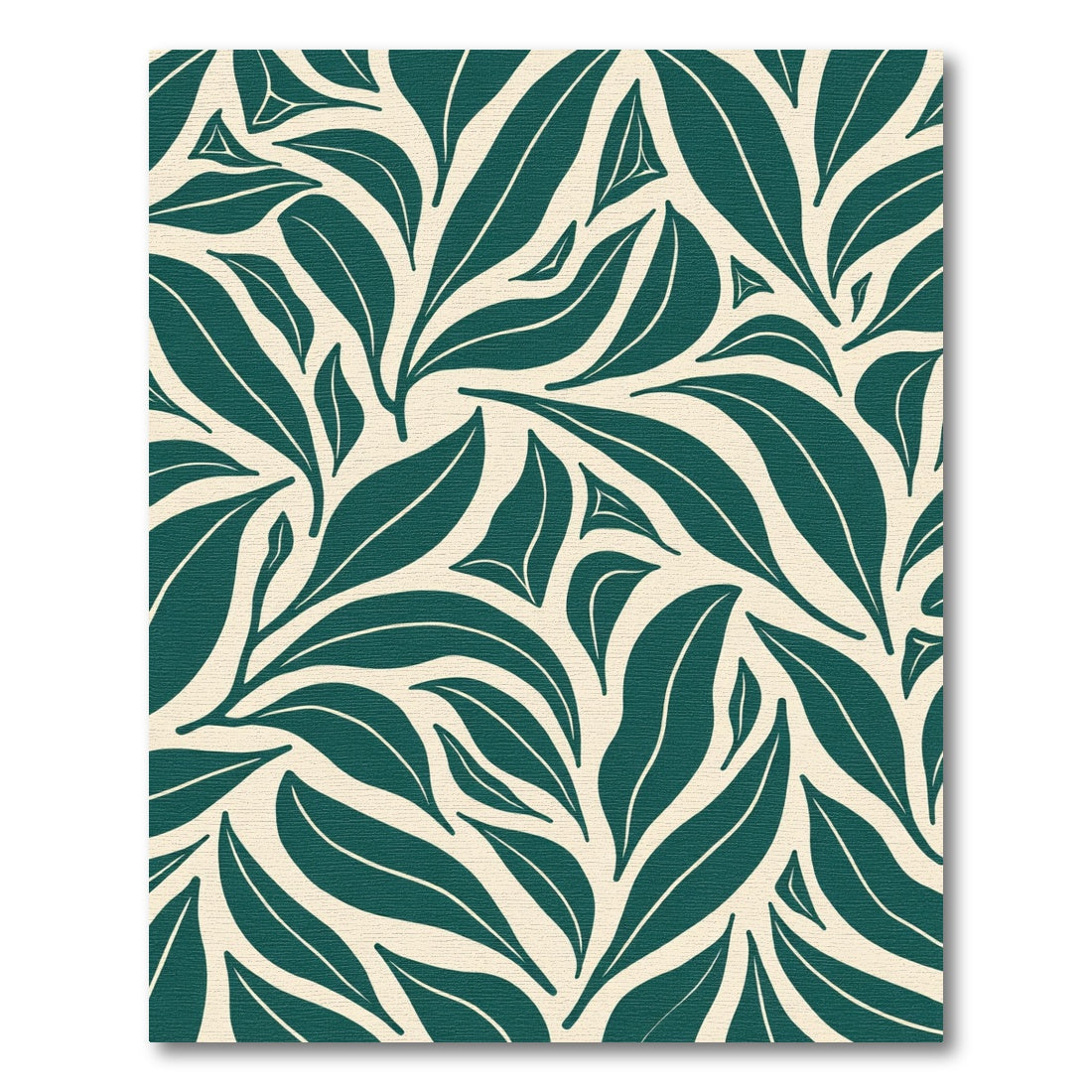 Deep Teal Botanical Leaf Swirl Rug