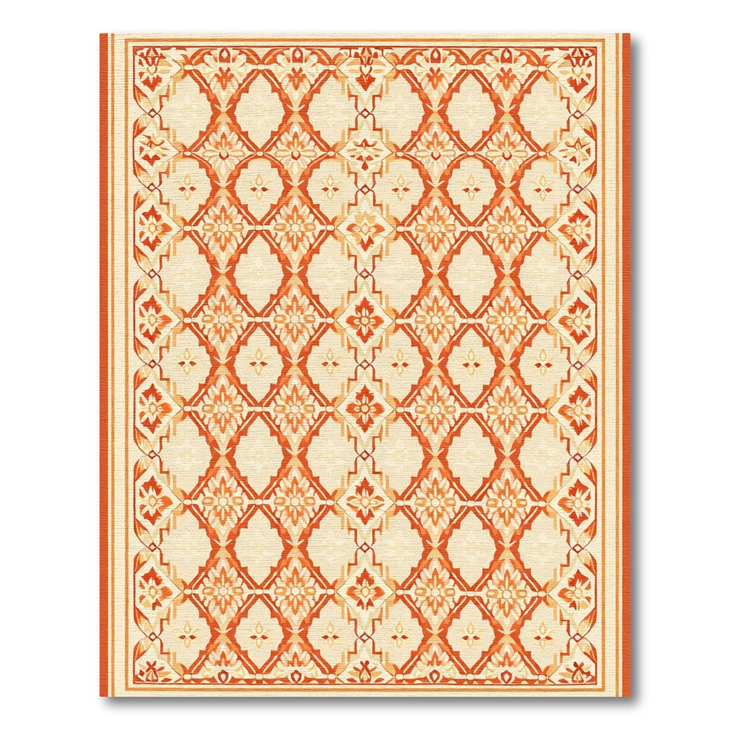 Ornate Cream Coral Diamond Garland Rug