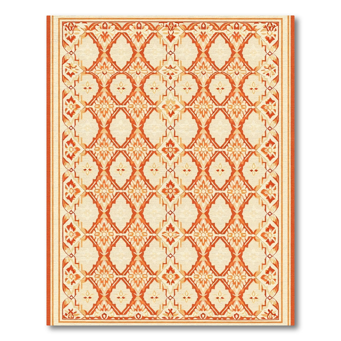 Ornate Cream Coral Diamond Garland Rug