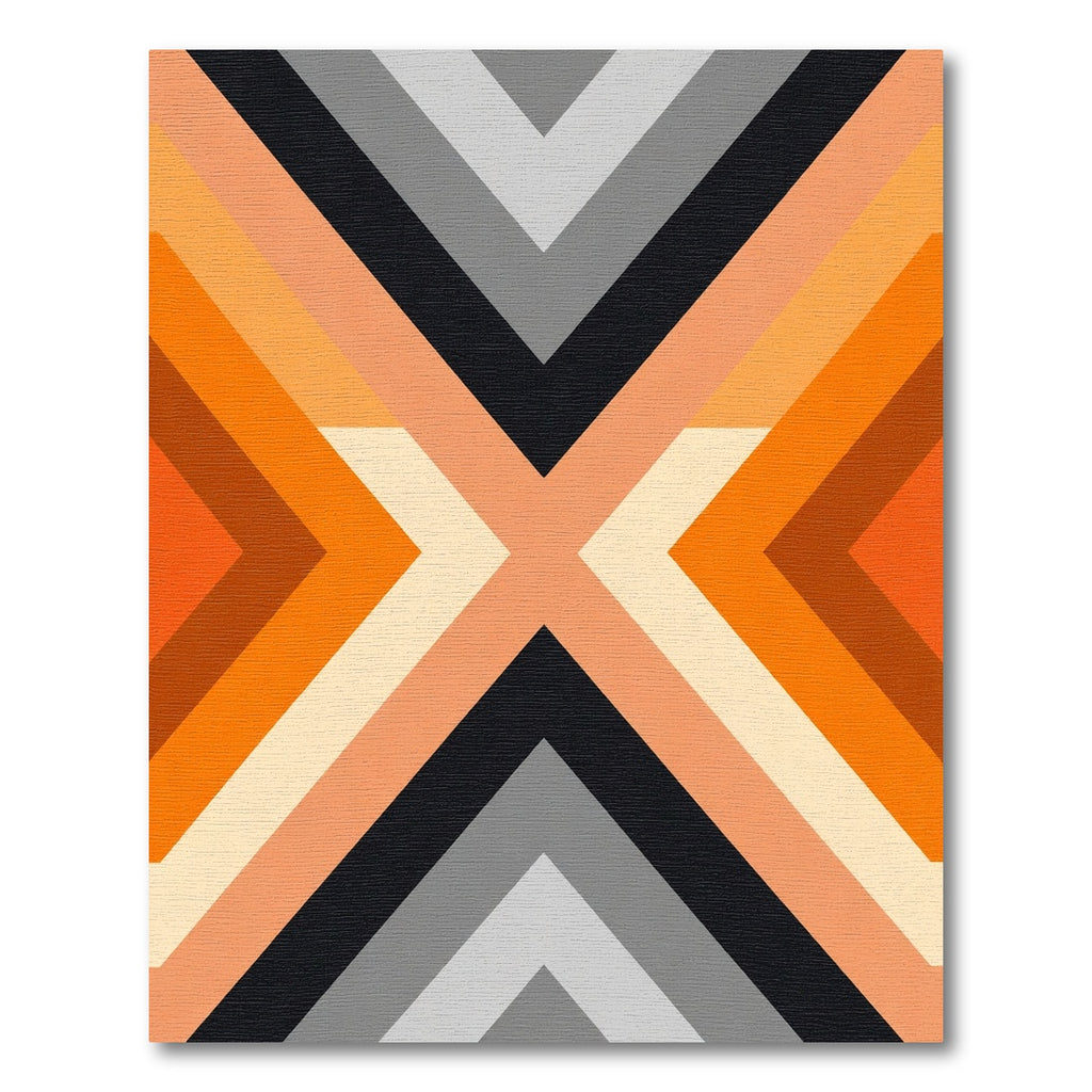 Bold Orange Geometric Chevron Rug