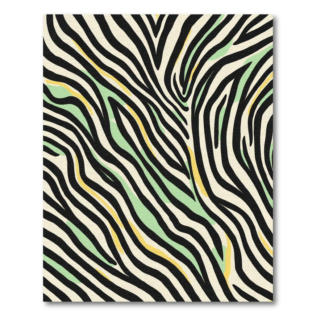 Abstract Zebra Stripes With Green Yellow Accent Rug