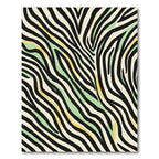 Abstract Zebra Stripes With Green Yellow Accent Rug