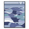 Serene Blue Abstract Layered Landscape Rug