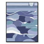 Serene Blue Abstract Layered Landscape Rug