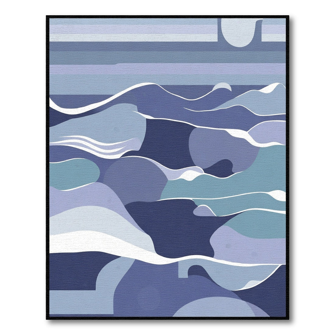 Serene Blue Abstract Layered Landscape Rug
