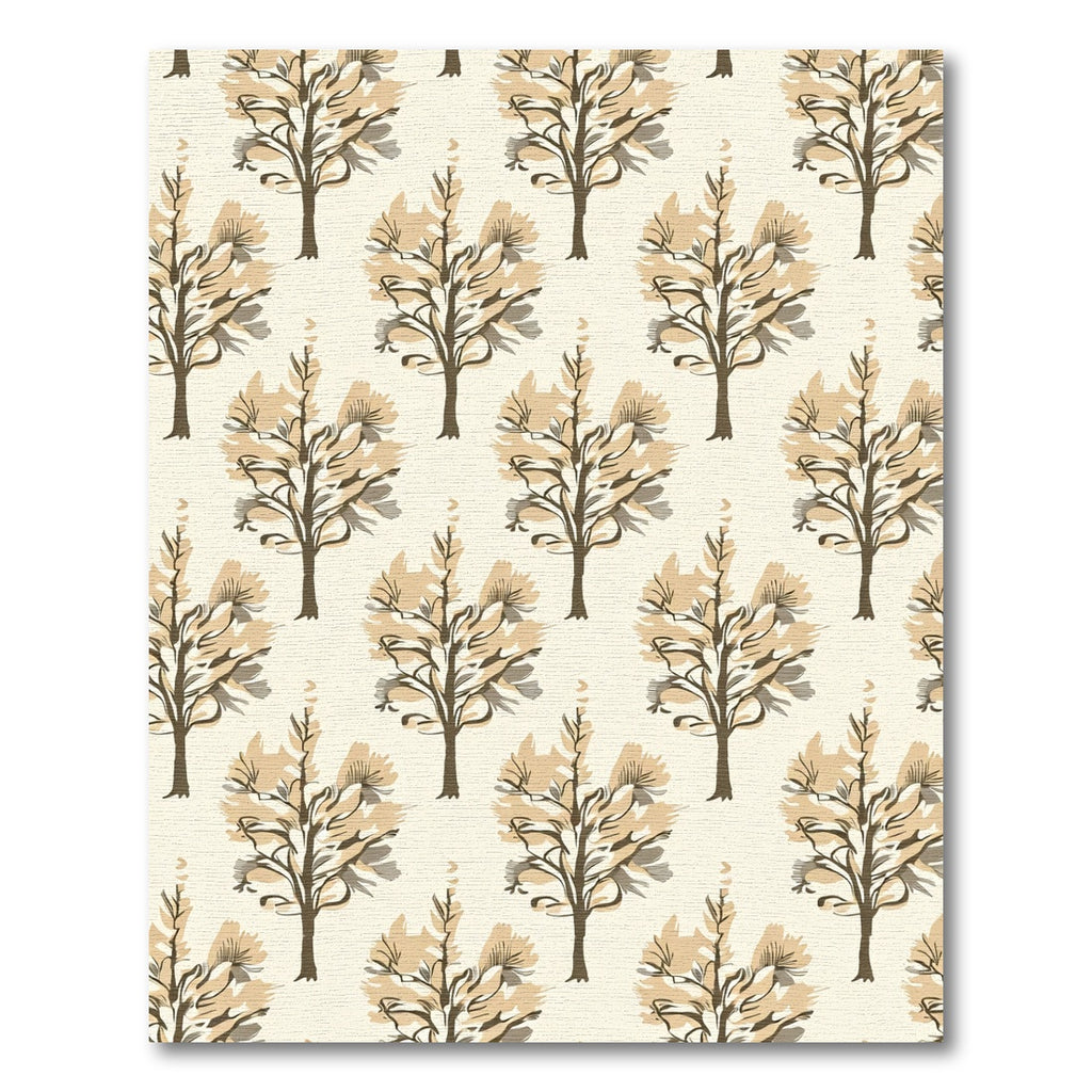 Brown Tan Stylized Tree Garden Rug