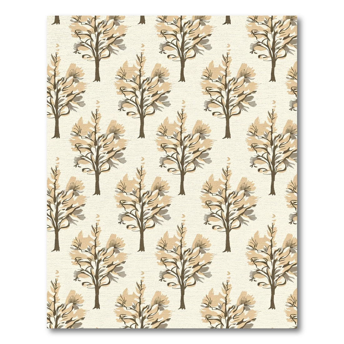 Brown Tan Stylized Tree Garden Rug