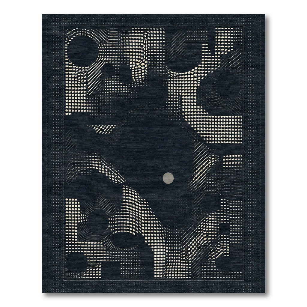 Dark Textured Abstract Dot and Line Rug