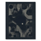 Dark Textured Abstract Dot and Line Rug