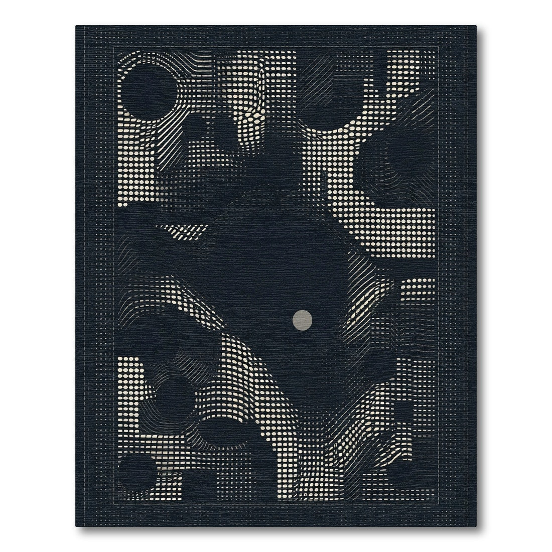 Dark Textured Abstract Dot and Line Rug