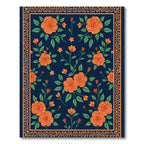 Orange Rose Garden Border Rug