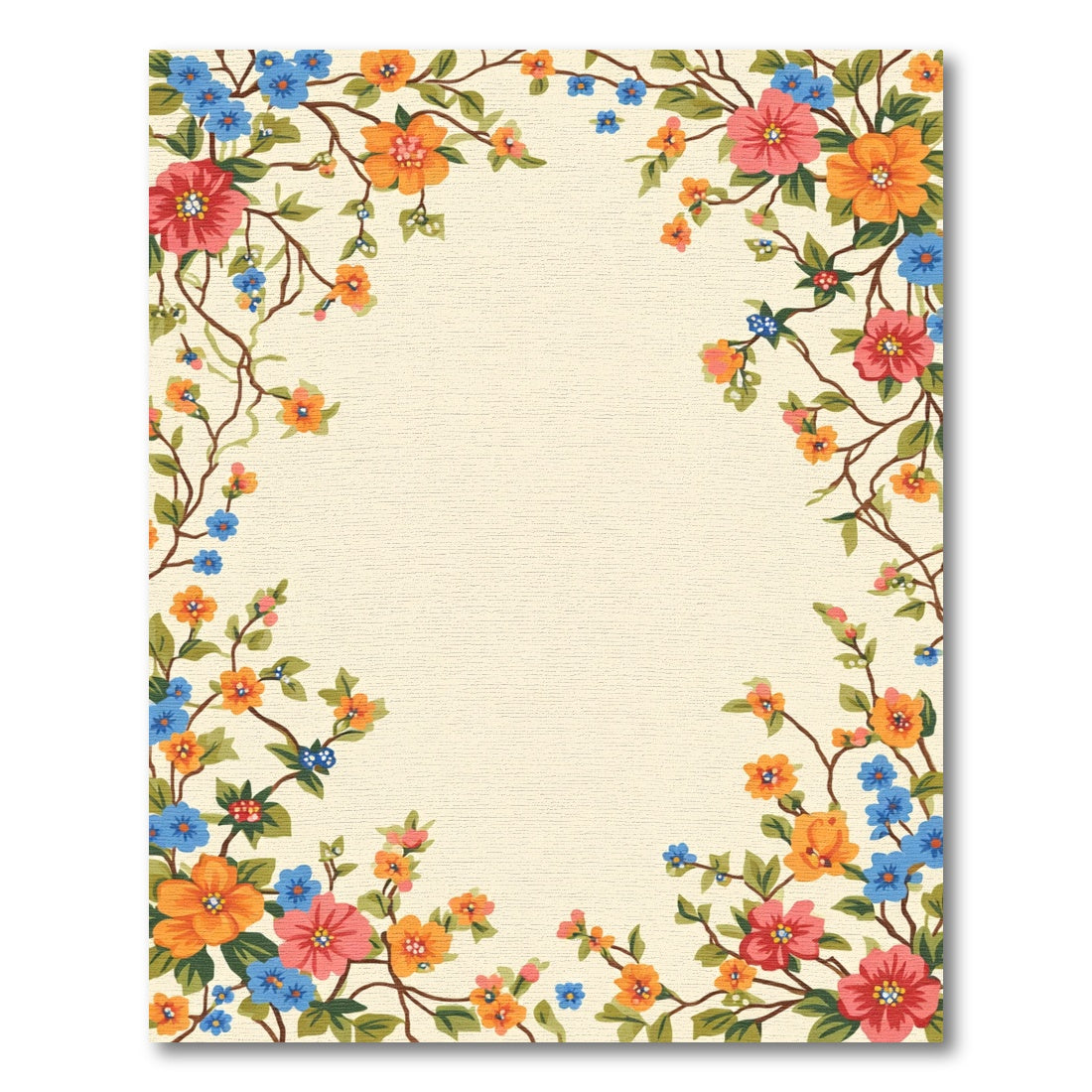 Vibrant Floral Vine Border Rug