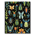 Whimsical Insect Garden Black Rug