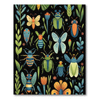 Whimsical Insect Garden Black Rug