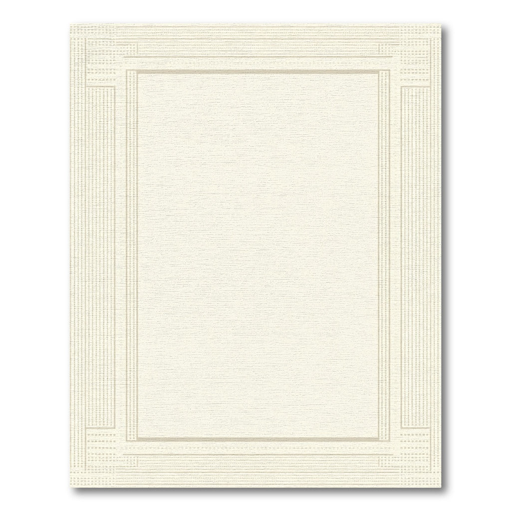 Off White Geometric Line Border Rug
