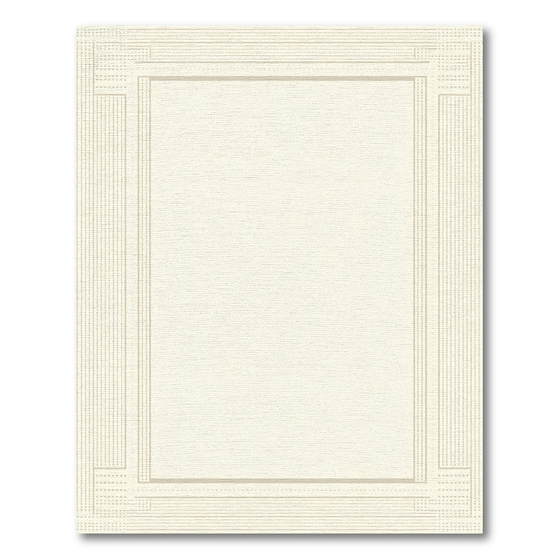 Off White Geometric Line Border Rug