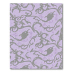 Lilac Grey Floral Scroll Swirl Rug