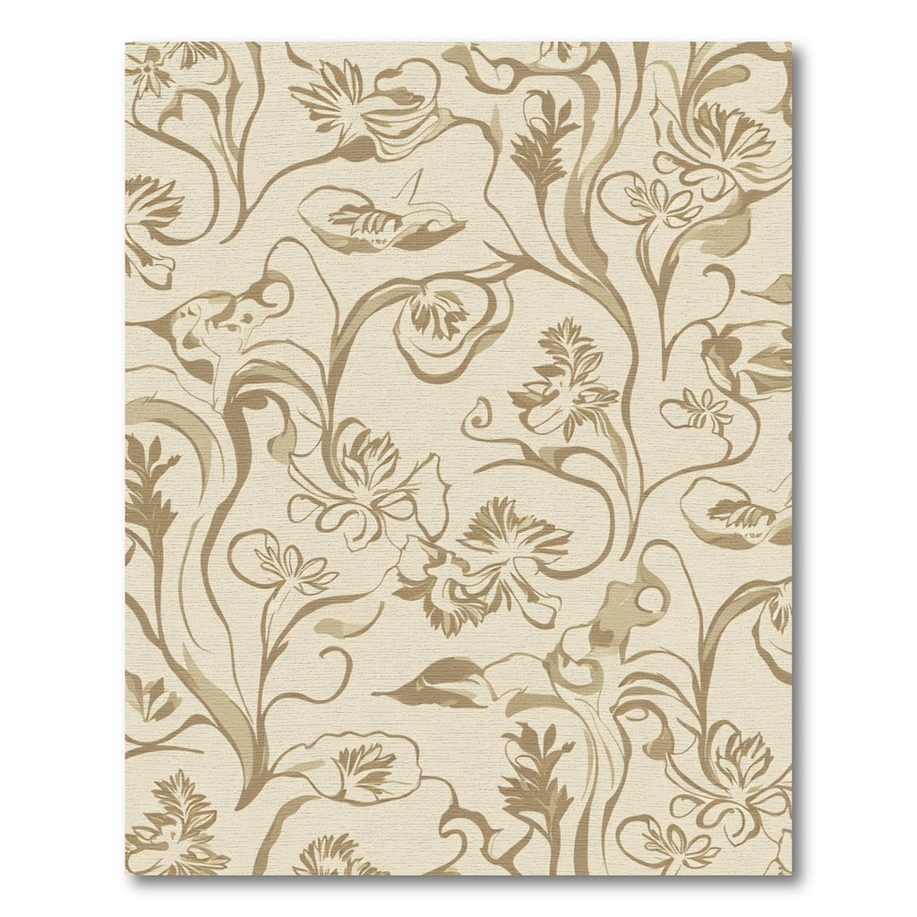 Tan Floral Vine Abstract Rug