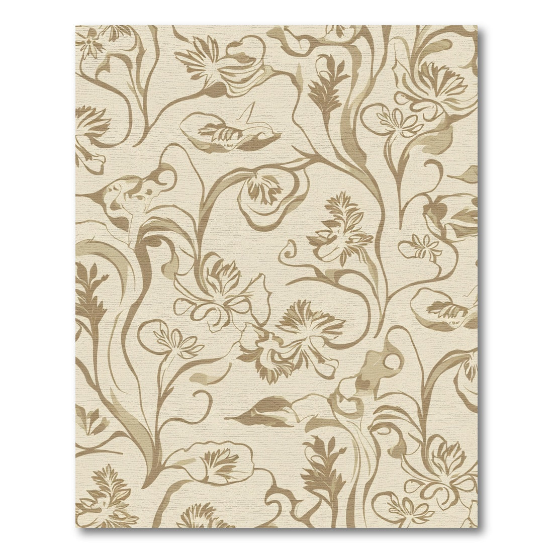 Tan Floral Vine Abstract Rug