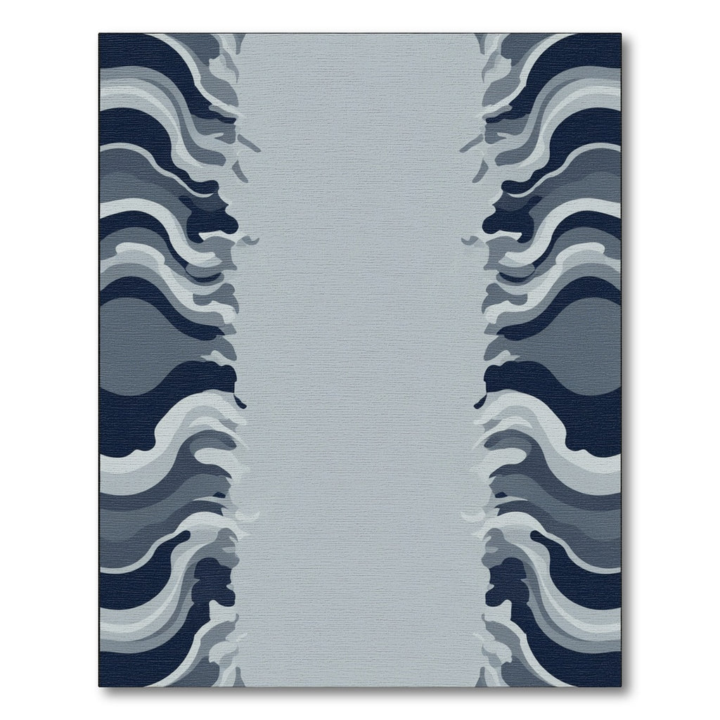 Dark Blue Gray Abstract Wave Rug