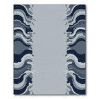 Dark Blue Gray Abstract Wave Rug