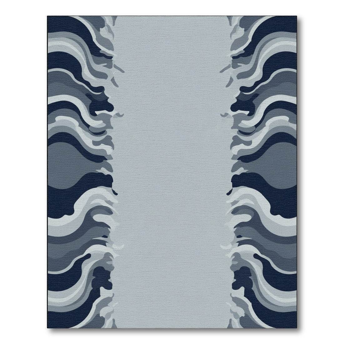 Dark Blue Gray Abstract Wave Rug