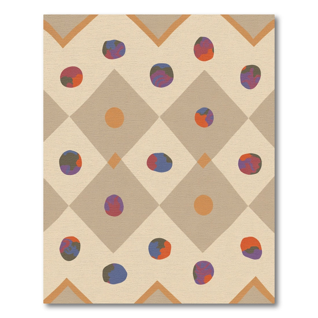 Neutral Tone Speckled Diamond Folk Rug