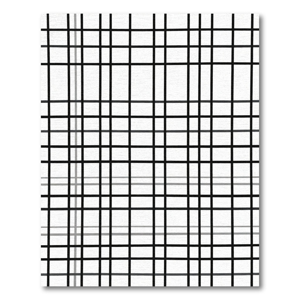 Classic Black White Grid Lines Rug