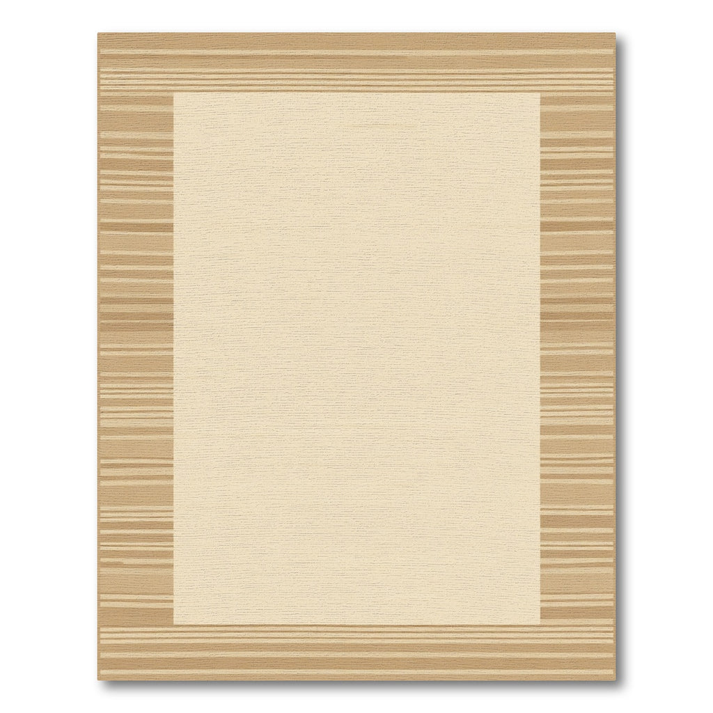Neutral Toned Horizontal Stripe Border Rug