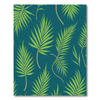 Green Palm Fronds Teal Background Rug