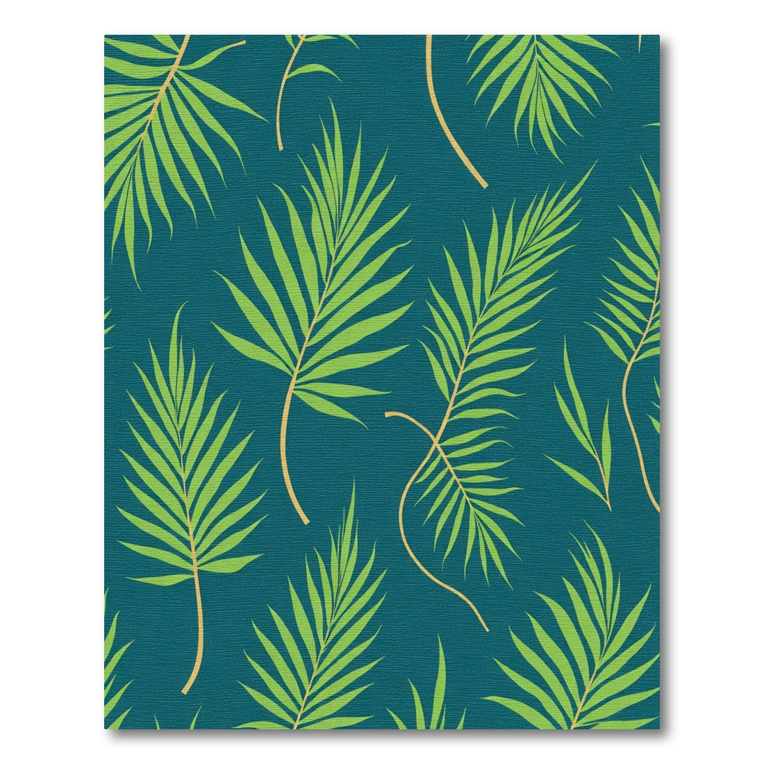 Green Palm Fronds Teal Background Rug