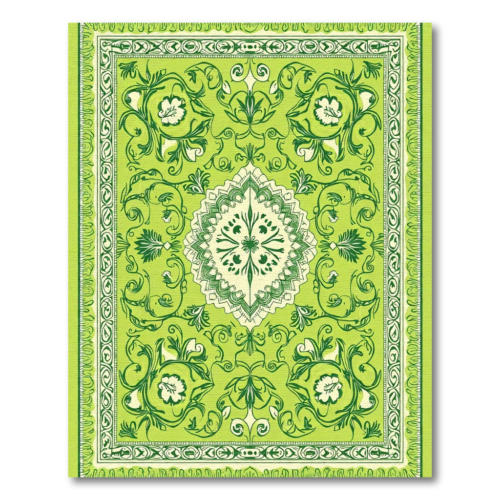 Lush Verdant Botanical Medallion Rug