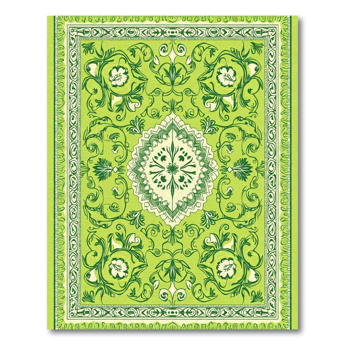 Lush Verdant Botanical Medallion Rug